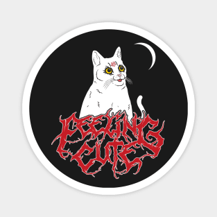 Satanic Cute White Derpy Demon Cat Feeling Cute Magnet